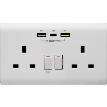 M2K PD202AP5-W 5.7A 雙位 PD/QC USB 電掣插座 (白色)